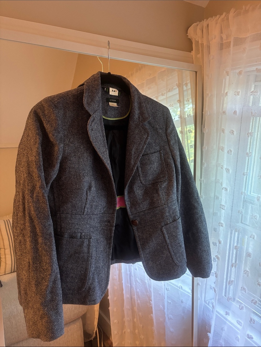 J. Crew Charcoal Herringbone Wool Blazer